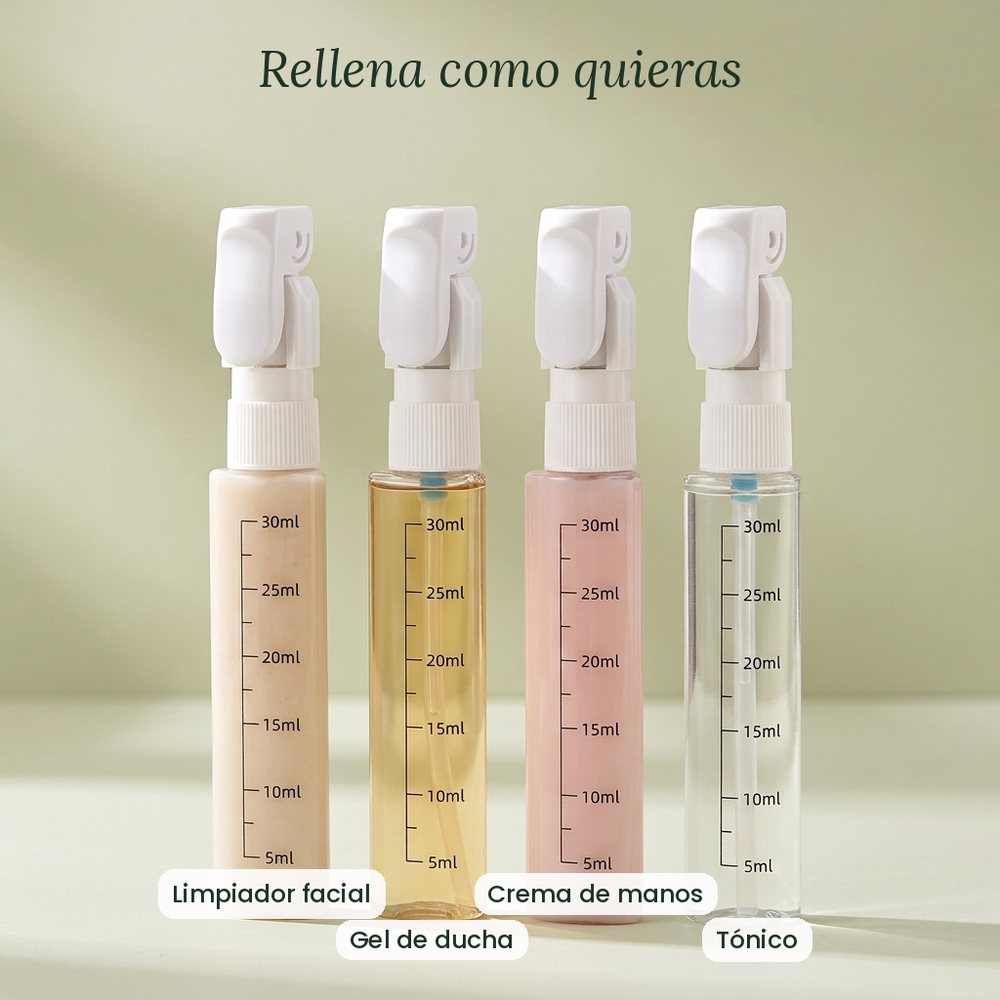 Los cuatro botes rellenos con distintos productos