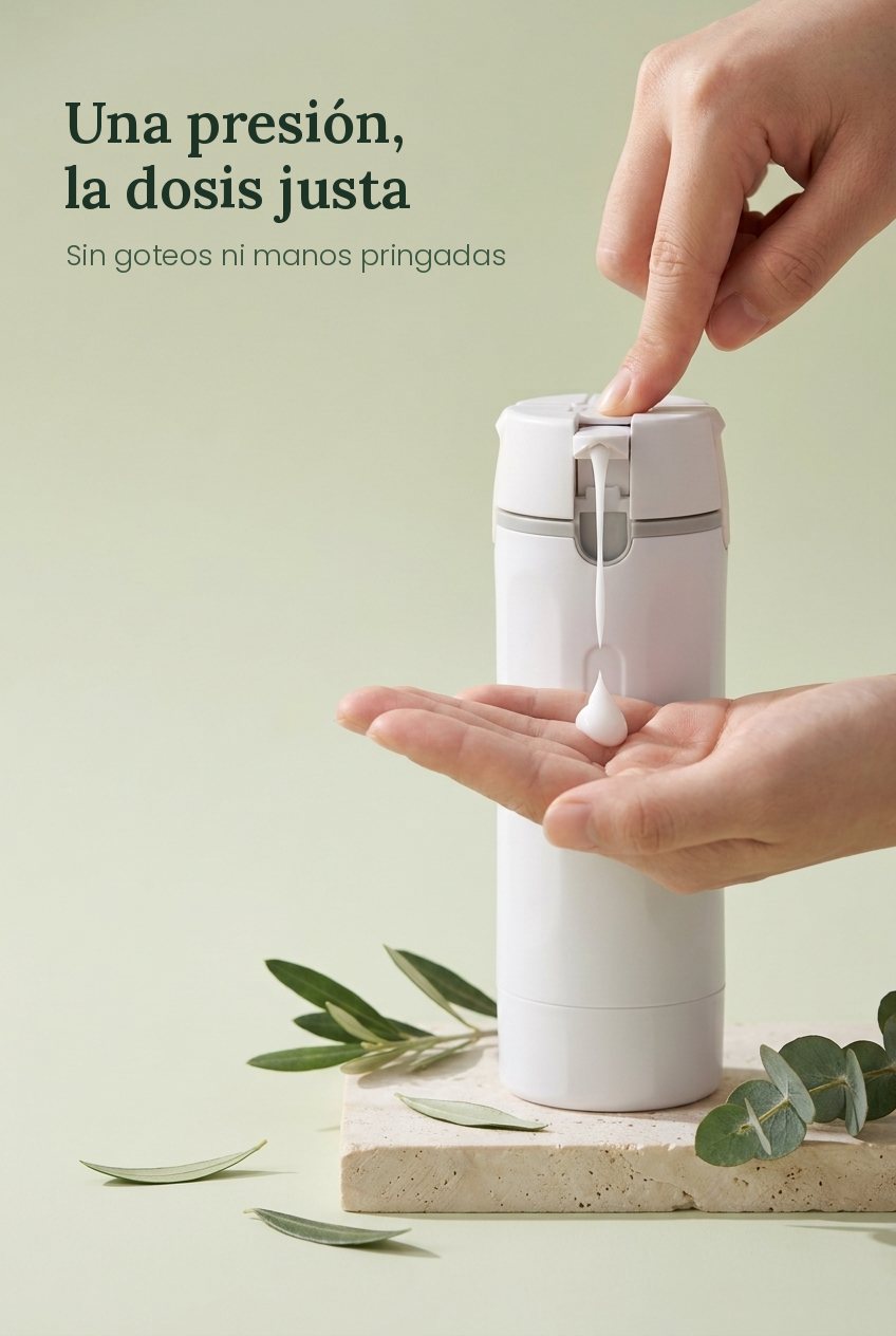 Una presión y sale la dosis justa